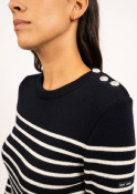 Pull Marin rayé Marée Navy/ecume 8696
