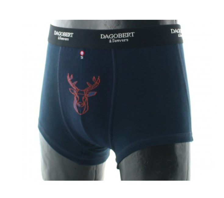 Boxer Dagobert Cerf Marine Orange / Bleu