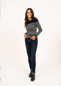 Pull Marin rayé Marée Navy/ecume 8696