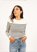 Pull Marin rayé Marée Ecume/Navy 8696